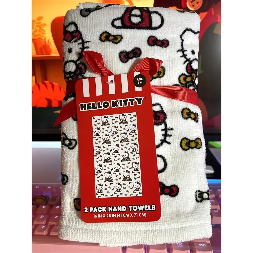 Hello Kitty Thanksgiving Hand Towels Leaves Bows Fall Autumn 2024 Sanrio 2 Pack